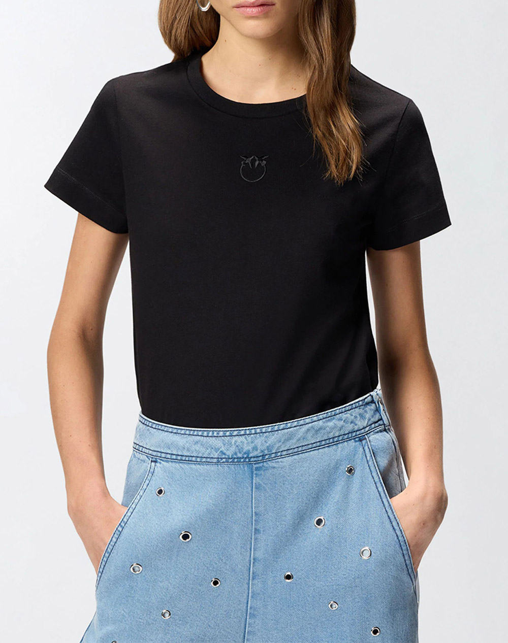 PINKO BUSSOLOTTO T-SHIRT JERSEY PATC 100355A339-Z99 Black