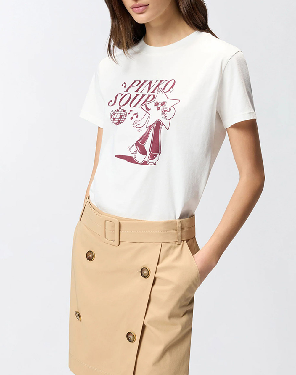 PINKO TRAPANI HIGH TRIM T-SHIRT JERS 105050A33O-ZY7 White