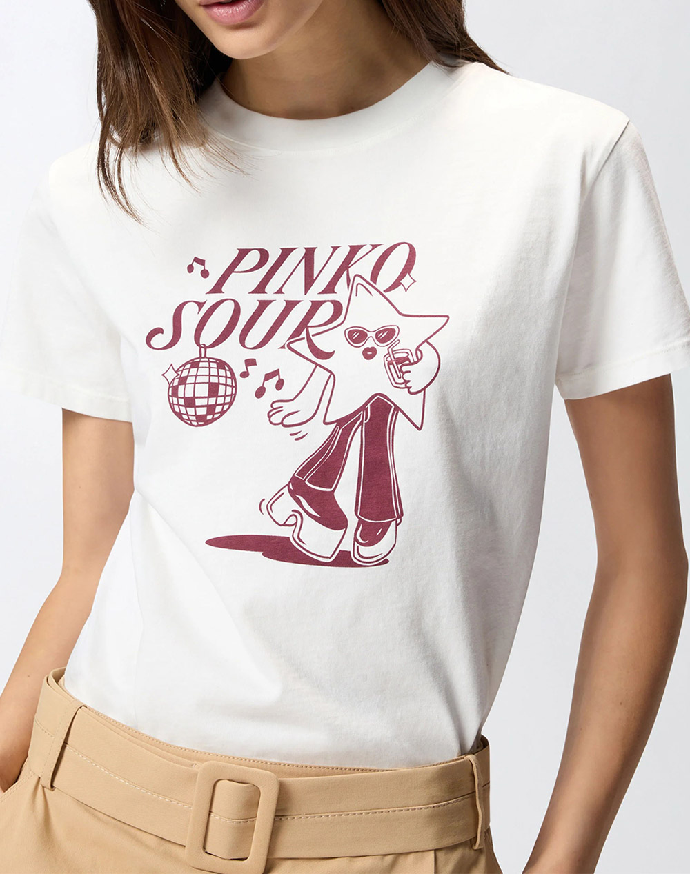 Pinko Trapani High Trim T-Shirt Jers 105050A33O-Zy7 White Γυναικεία ρούχα μπλούζες Τ-Shirt Politikos Shop Πολιτικός