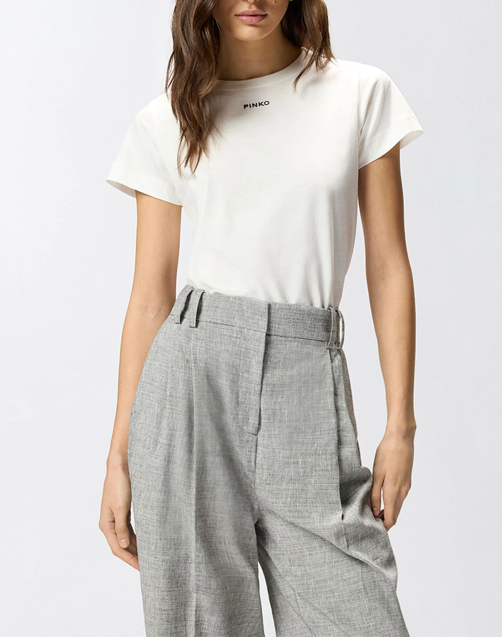 PINKO BASICO T-SHIRT JERSEY LOGO STA 100373A34F-Z05 White