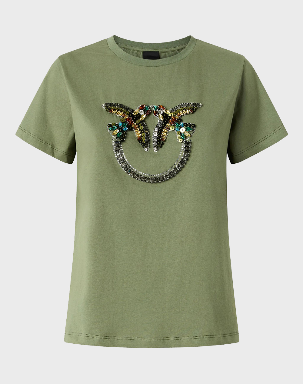 PINKO QUENTIN T-SHIRT JERSEY RICAMO 100535A33F-U84 Green