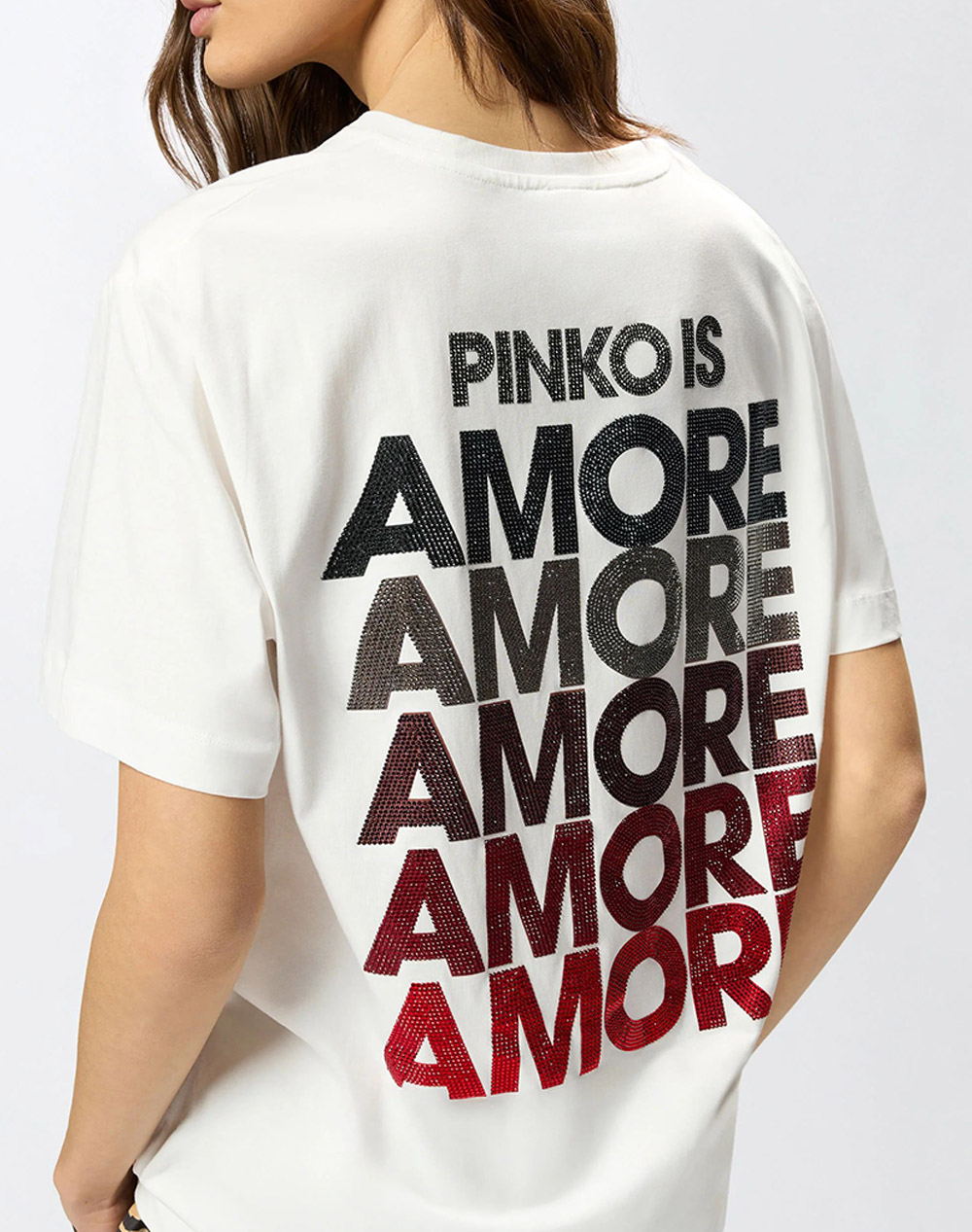 Pinko Strepitoso T-Shirt Jersey Logo 105526A33I-Zr2 White Γυναικεία ρούχα μπλούζες Τ-Shirt Politikos Shop Πολιτικός
