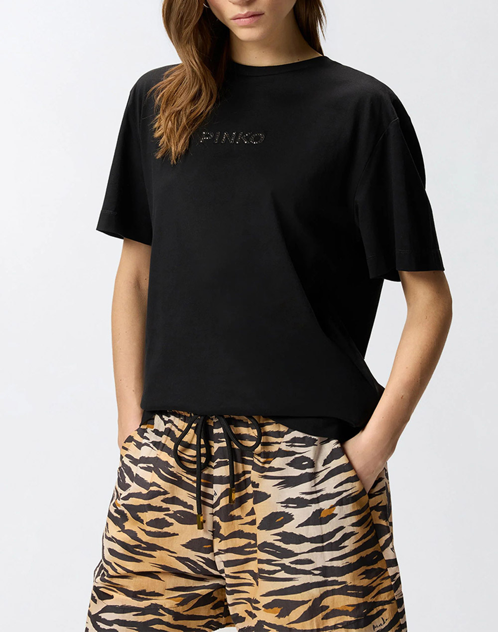 PINKO STREPITOSO T-SHIRT JERSEY LOGO 105526A33S-Z99 Black