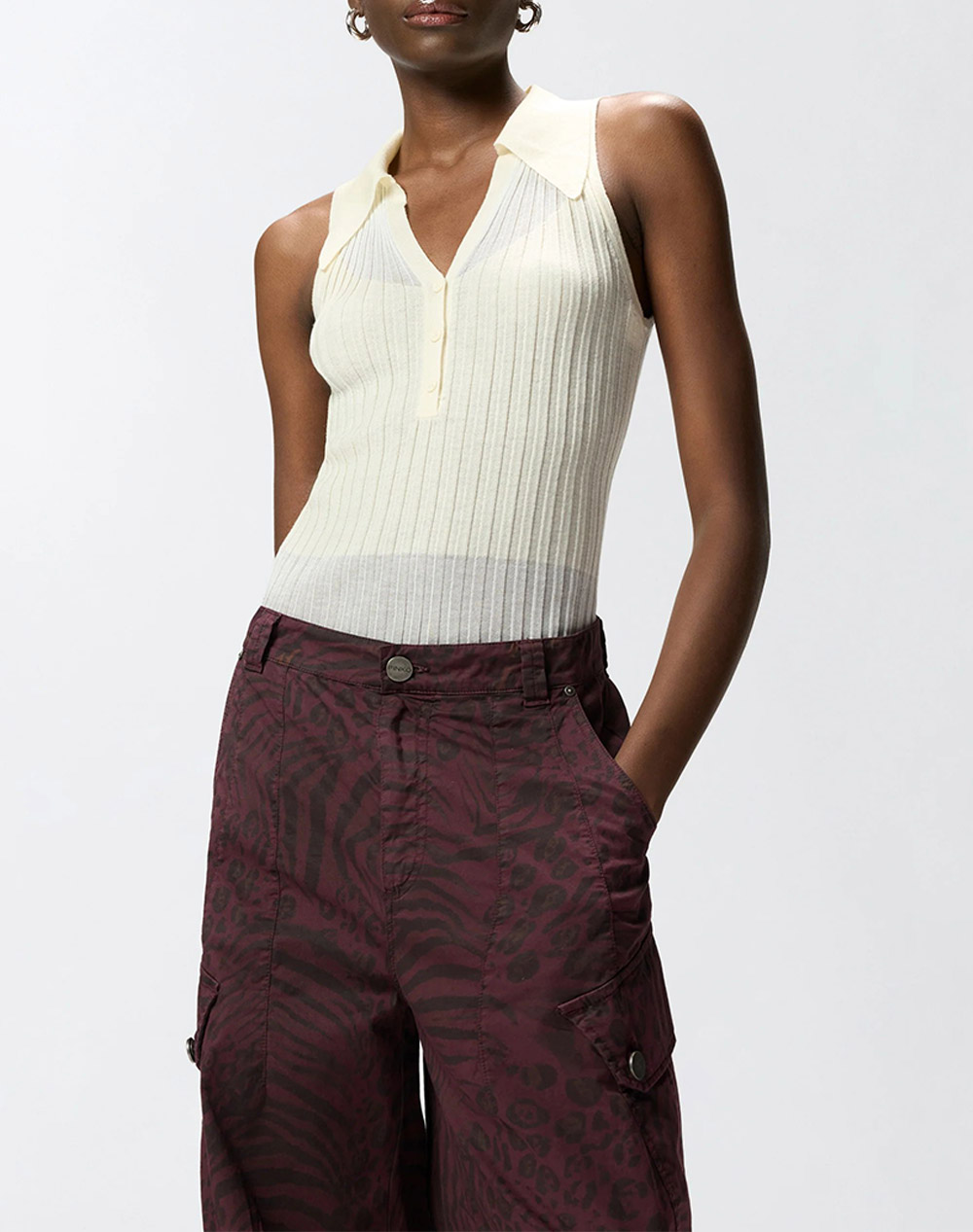 PINKO FOSCHIA CANOTTA BLEND WS SILK 106318A34B-C14 Cream