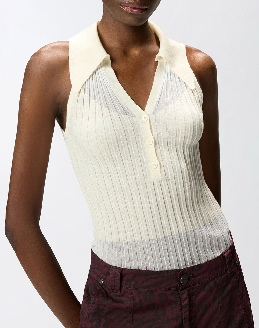 Pinko Foschia Canotta Blend Ws Silk 106318A34B-C14 Cream Γυναικεία ρούχα μπλούζες Τοπ Κορμακια Politikos Shop Πολιτικός