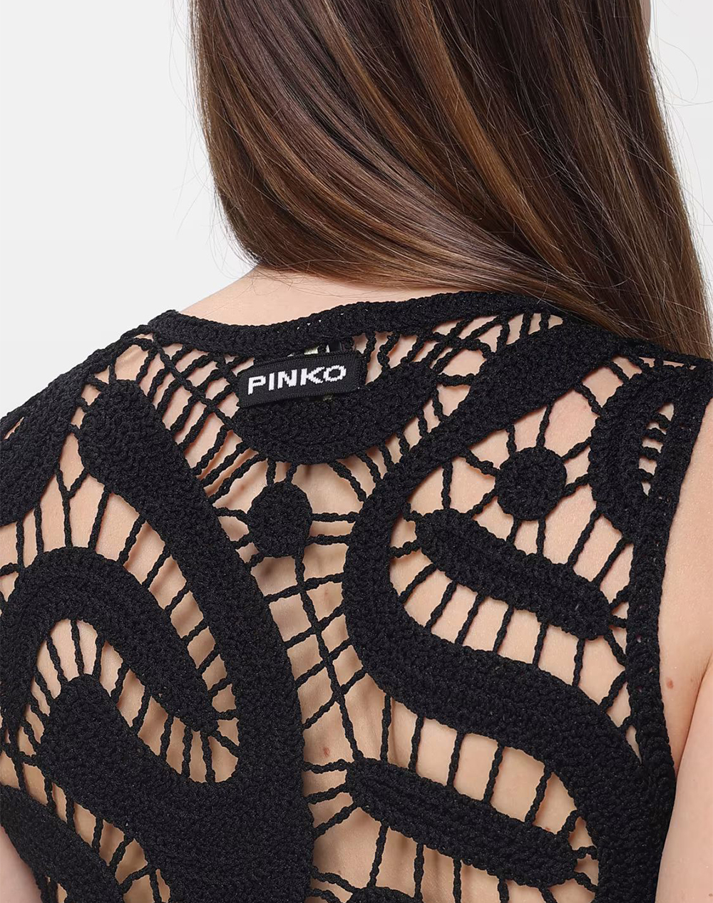 Pinko Eruzione Top Crochet Geometric 106438A354-Z99 Black Γυναικεία ρούχα μπλούζες Τοπ Κορμακια Politikos Shop Πολιτικός