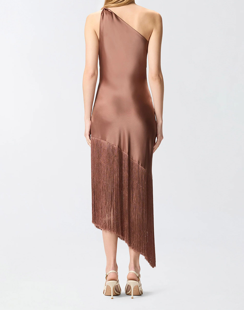 PINKO KIWI ABITO SATIN CON FRANGE 106352A33D-L50 Chocolate