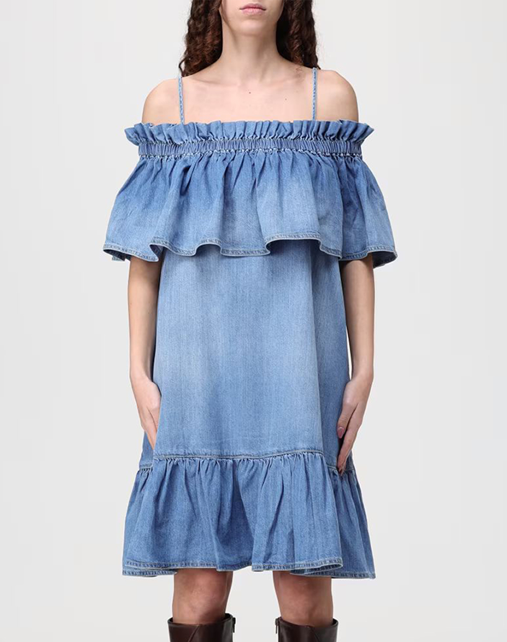 PIN CENACOLO ABITO LIGHT DENIM FLU 106564A37K-PJO DenimLightBlue