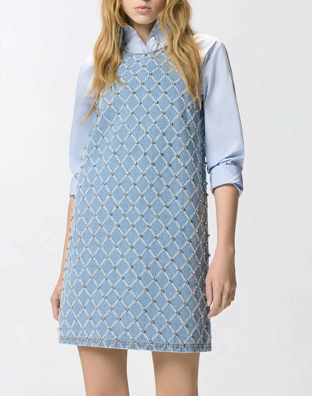 PINKO AMORINO ABITO DIAMOND RIPPED J 106245A32N-PJE DenimLightBlue