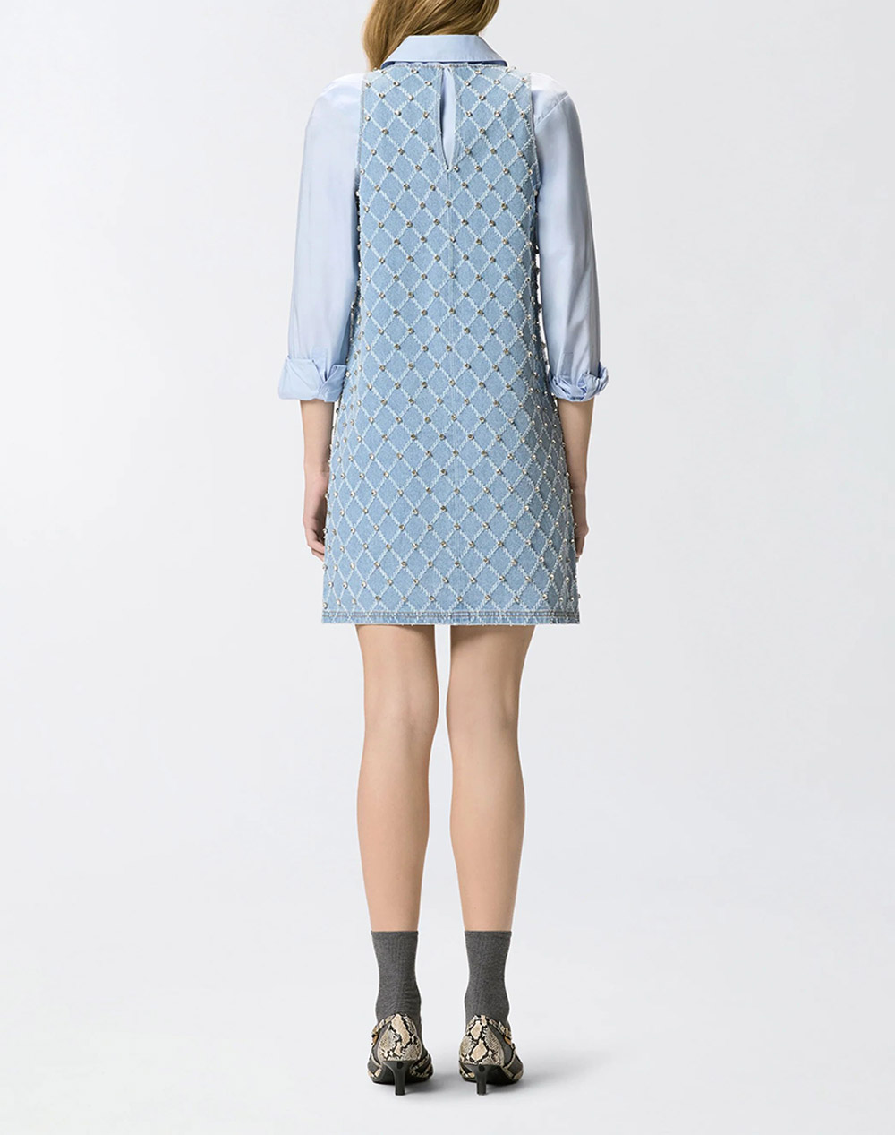 PINKO AMORINO ABITO DIAMOND RIPPED J 106245A32N-PJE DenimLightBlue