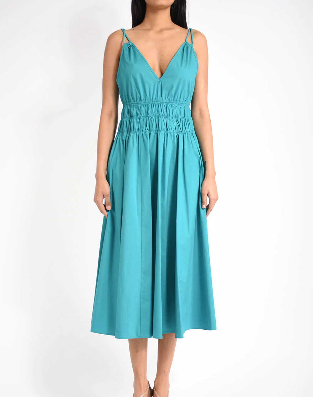 PINKO AMIE ABITO COMFORT POPELINE 106524A35Q-V77 Turquoise