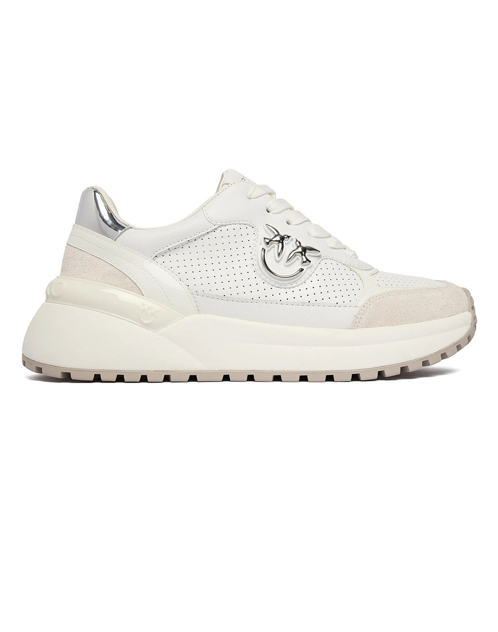 Pinko Γυναικείο Sneakers Άσπρο Δέρμα Σουέτ