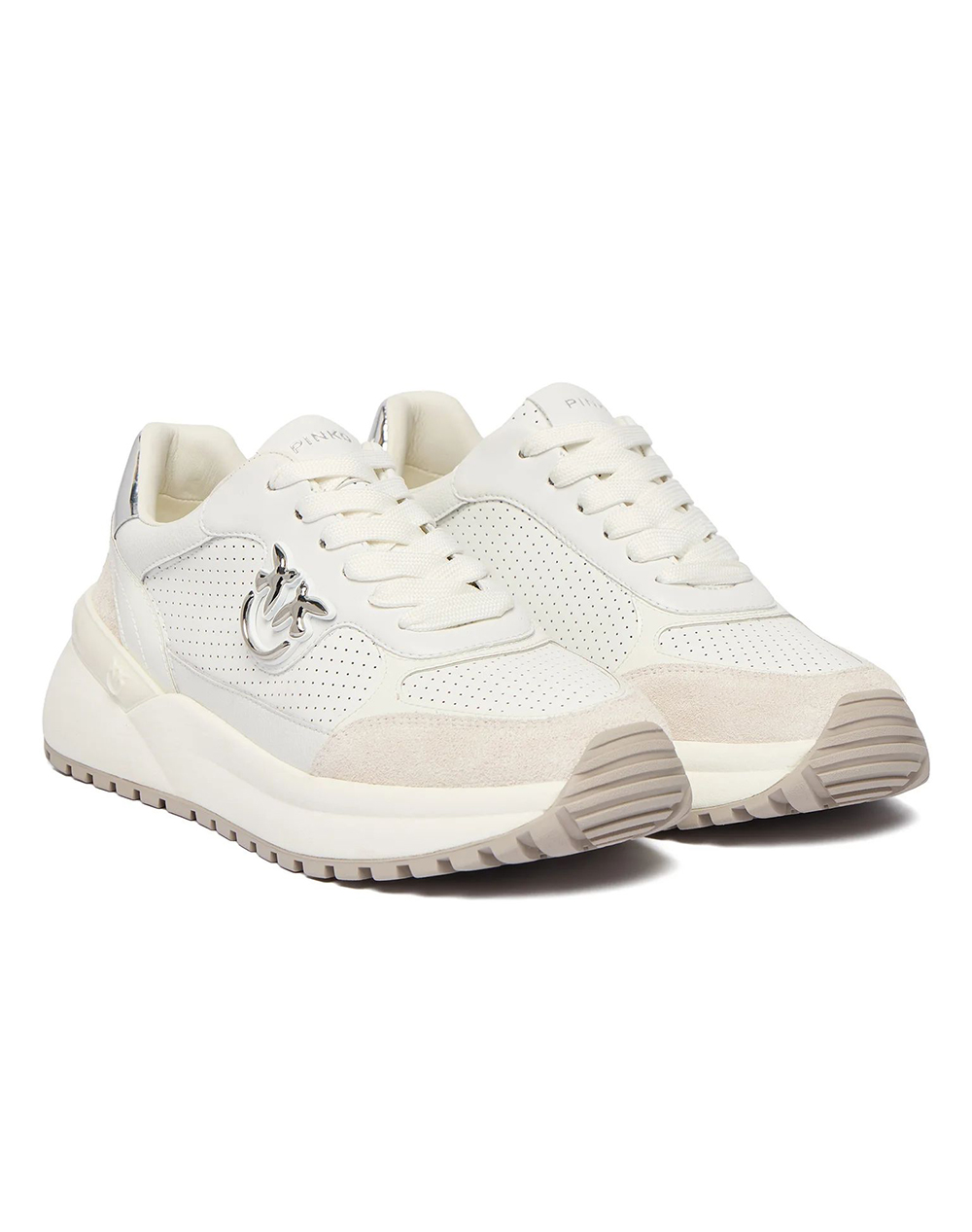 PINKO PINKO SHOES GEM 15 - SNEAKER COW SUEDE/PERFORATED WHITE SS0149P069Z1B-WHITE White - 2