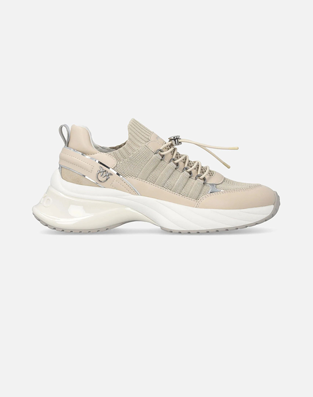 PINKO SHOES ARIEL 34 - SNEAKER CALF LEATHER/KNIT CORDA SS0141P128I35-CORDA Biege