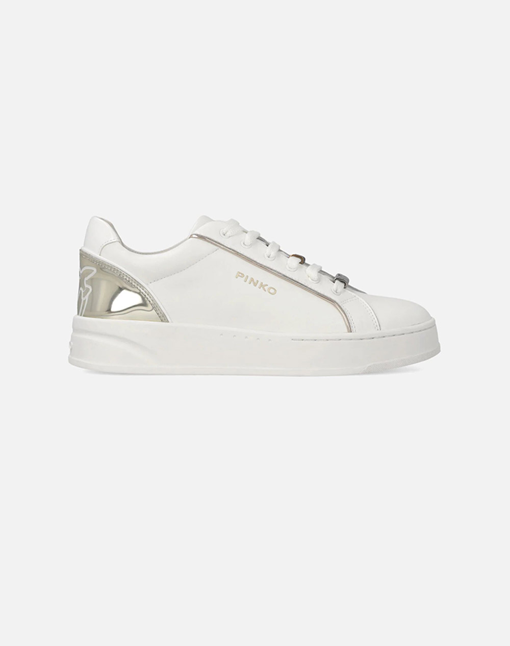 PINKO SHOES IRIS 01 - SNEAKER CALF LEATHER MILK/PLATINUM SS0131P001ZX8-MILK PLATINUM Cream