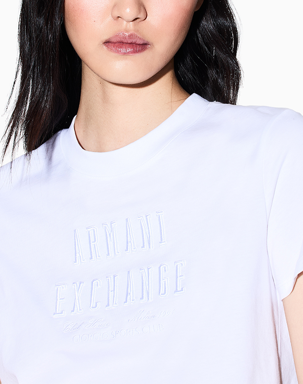 Armani Exchanget-Shirt Xw002334Af10358-U0002 White Γυναικεία ρούχα μπλούζες Τ-Shirt Politikos Shop Πολιτικός