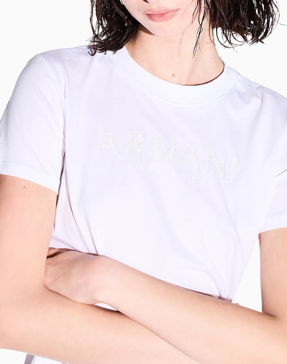 Armani Exchange T-Shirt Xw002340Af10358-U0002 Offwhite Γυναικεία ρούχα μπλούζες Τ-Shirt Politikos Shop Πολιτικός
