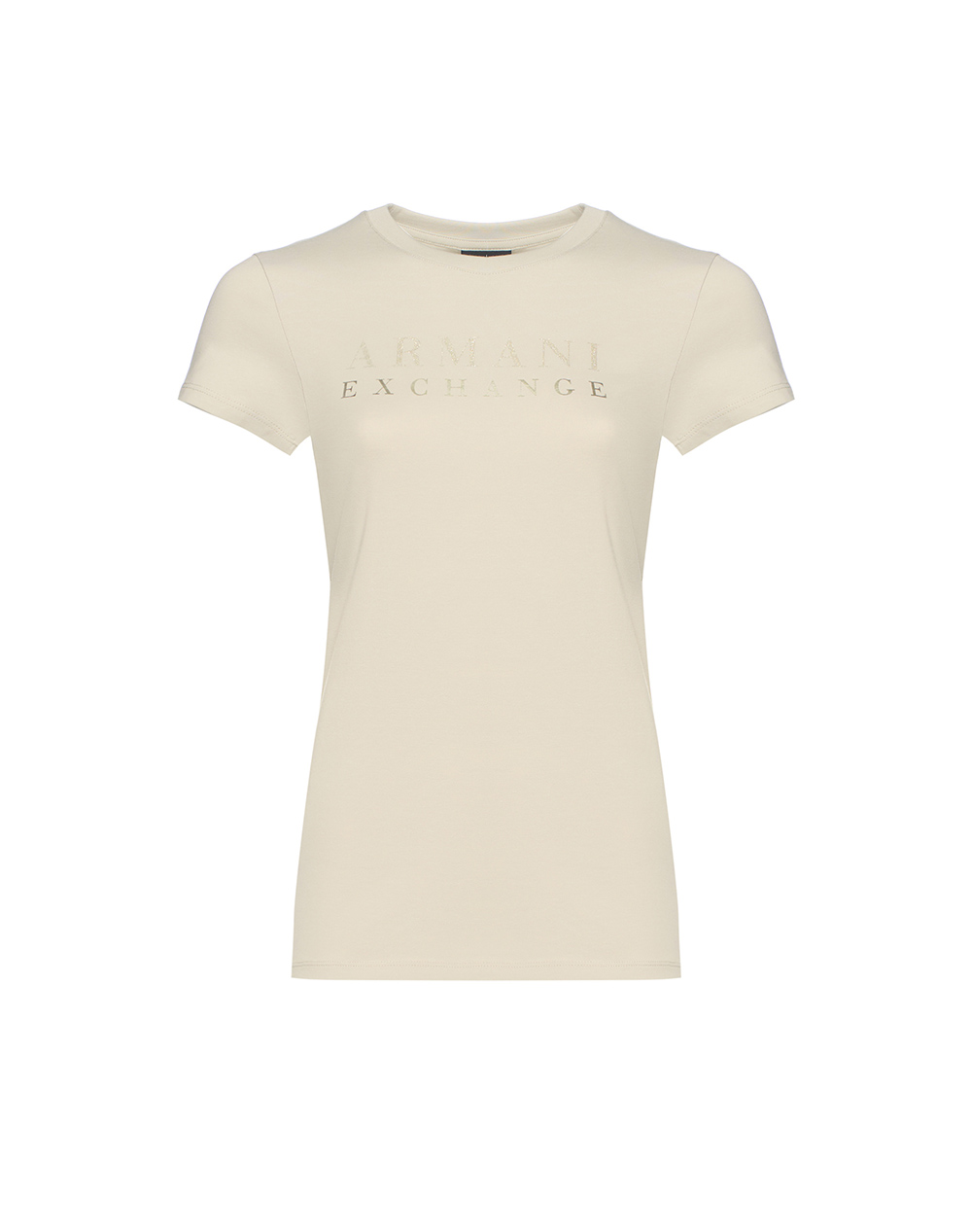 Armani Exchange Γυναικείο T-Shirt Κοντομάνικο Μπεζ Βαμβάκι Ελαστάνη