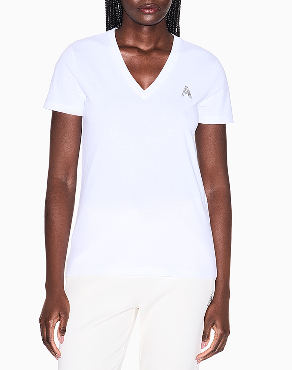 Armani Exchange Γυναικείο T-Shirt Κοντομάνικο Άσπρο Βαμβάκι Ζέρσεϊ