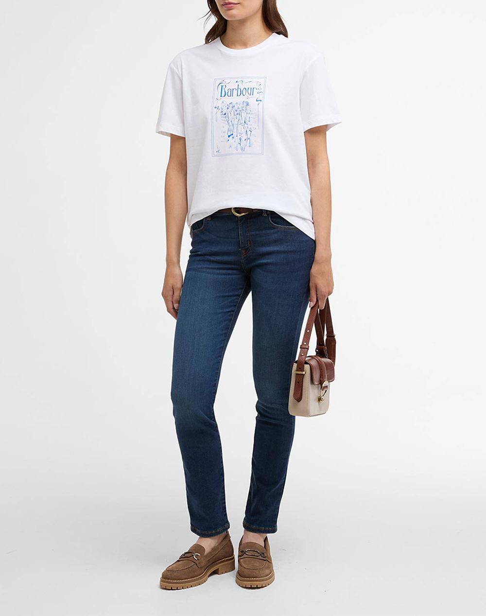 Barbour Μπλούζα T-Shirt Κ Μ Lts0710-Brwh11 White Γυναικεία ρούχα μπλούζες Τ-Shirt Politikos Shop Πολιτικός