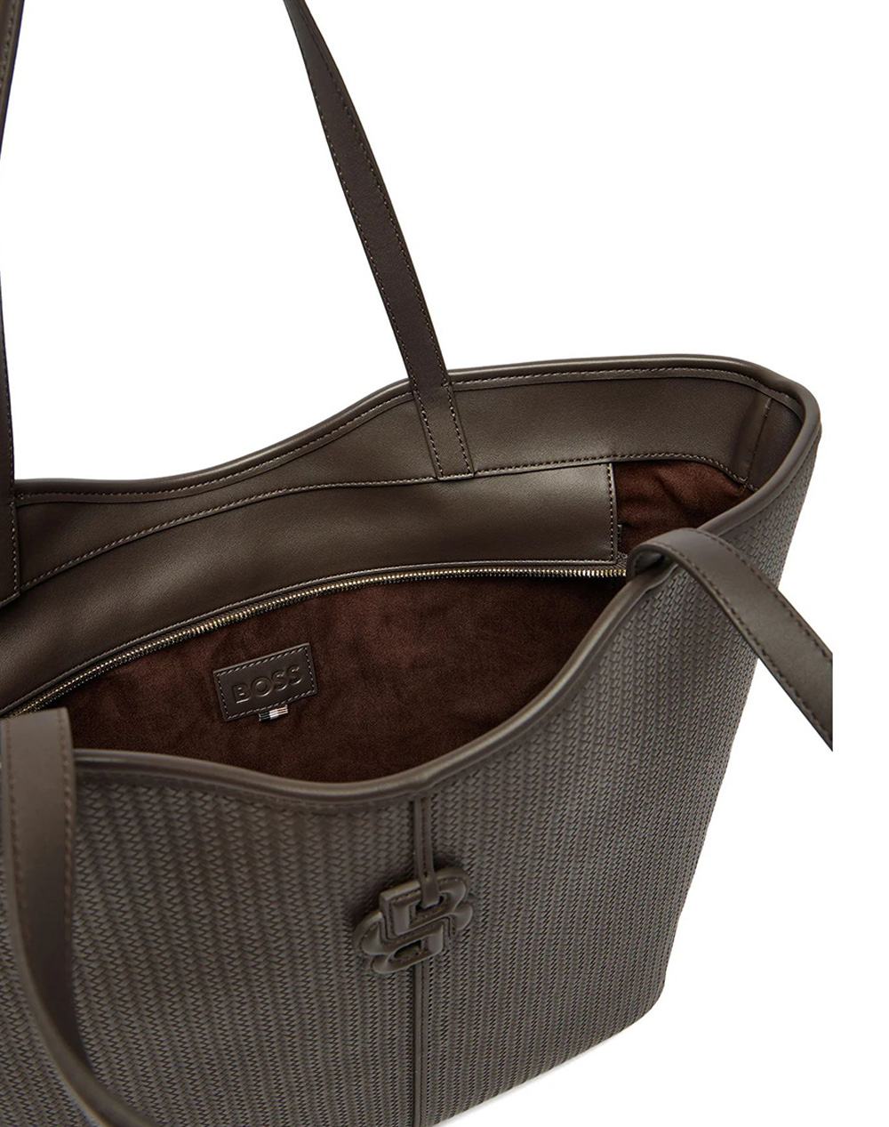 Boss Anett New Big Tote W 10279929 01 50563192-207 Darkbrown Γυναικεία αξεσουάρ τσάντες Politikos Shop Πολιτικός