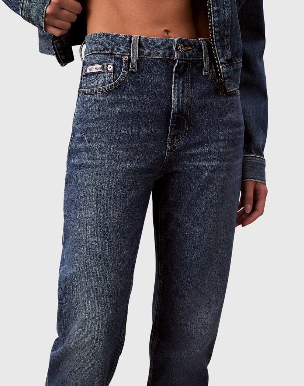 Calvin Klein Jeans High Rise Straight Stanton Lv047D743G-Yygrg Denimblue Γυναικεία ρούχα παντελόνια Jean 5P Cargo Politikos Shop Πολιτικός