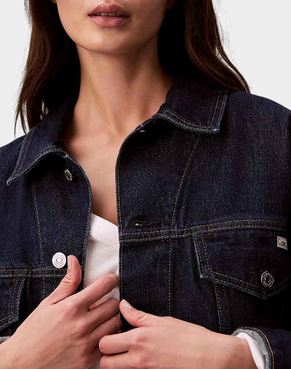 Calvin Klein Jeans Relaxed Trucker True Indigo Lv047F780G-Gwi Denimdarkblue Γυναικεία ρούχα Πανωφορια μπουφάν Politikos Shop Πολιτικός