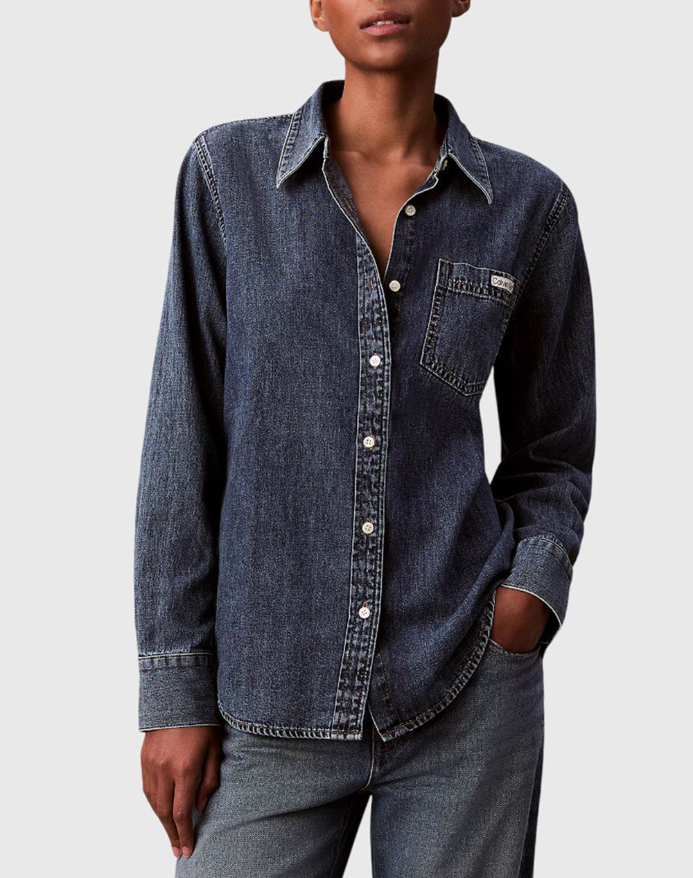 CALVIN KLEIN LS CLASSIC DENIM SHIRT BLUE WHAR LV047E742G-3UA DenimBlue