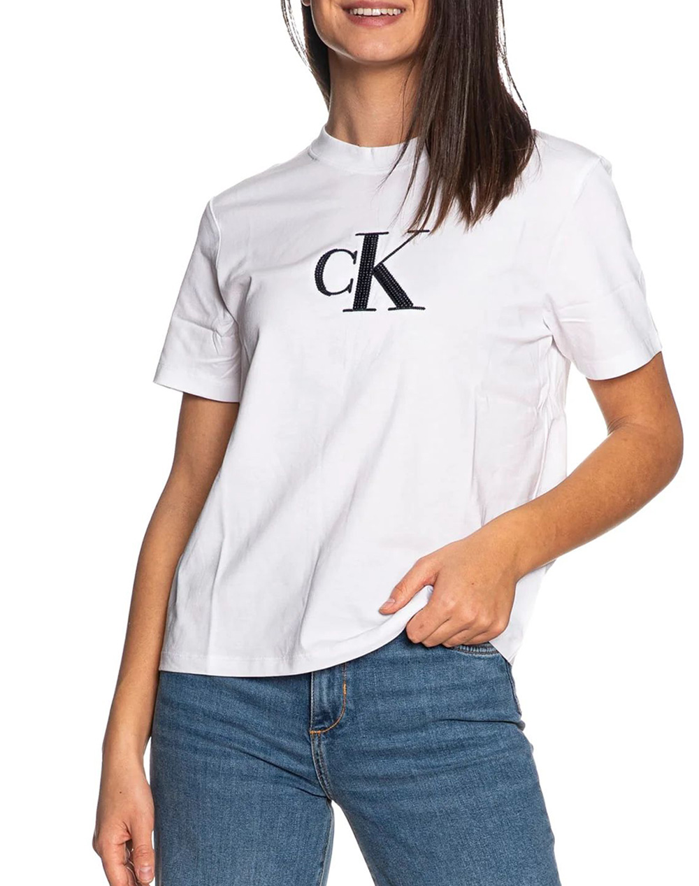 CALVIN KLEIN JEANS SS SEQUIN CK GRAPHIC TEE LV044E215G-YAA White