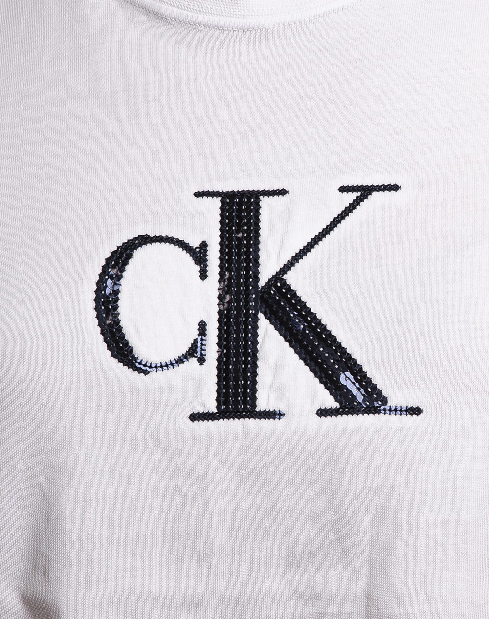 Calvin Klein Jeans Ss Sequin Ck Graphic Tee Lv044E215G-Yaa White Γυναικεία ρούχα μπλούζες Τ-Shirt Politikos Shop Πολιτικός