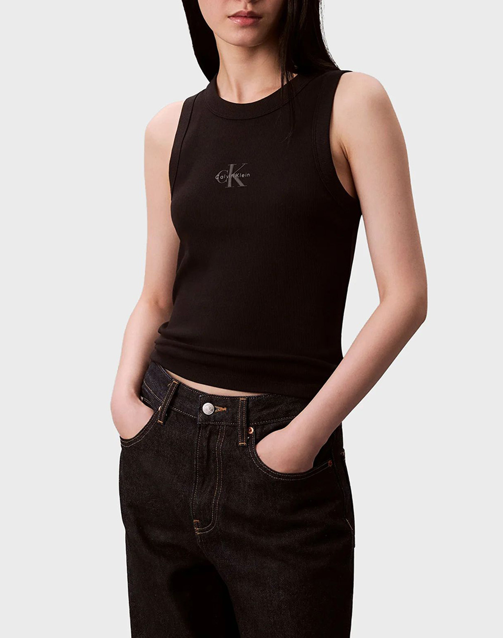 CALVIN KLEIN JEANS SL MONOGRAM RIB TANK LV047E200G-UB1 Black