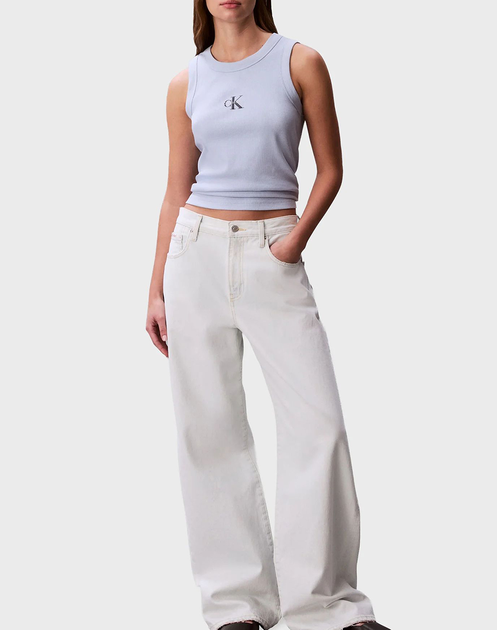 Calvin Klein Jeans Sl Monogram Rib Tank Lv047E200G-C1O Lightblue Γυναικεία ρούχα μπλούζες Τοπ Κορμακια Politikos Shop Πολιτικός