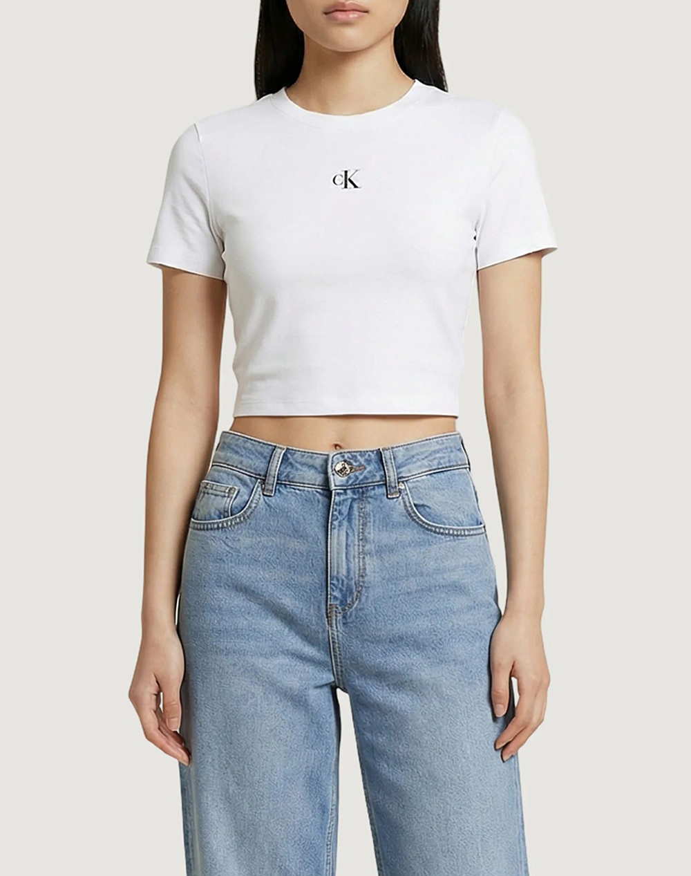 CALVIN KLEIN JEANS A - SS LOGO CROPPED TEE LV047AB213-YAF White