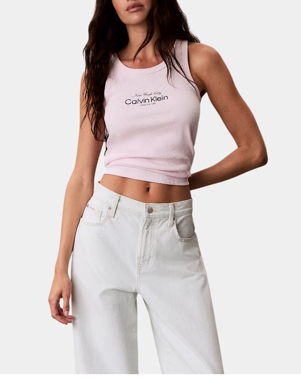 CALVIN KLEIN JEANS CONTOUR 2X2 RIB GRAPHIC TANK LV047F816G-8Z6 LightPink