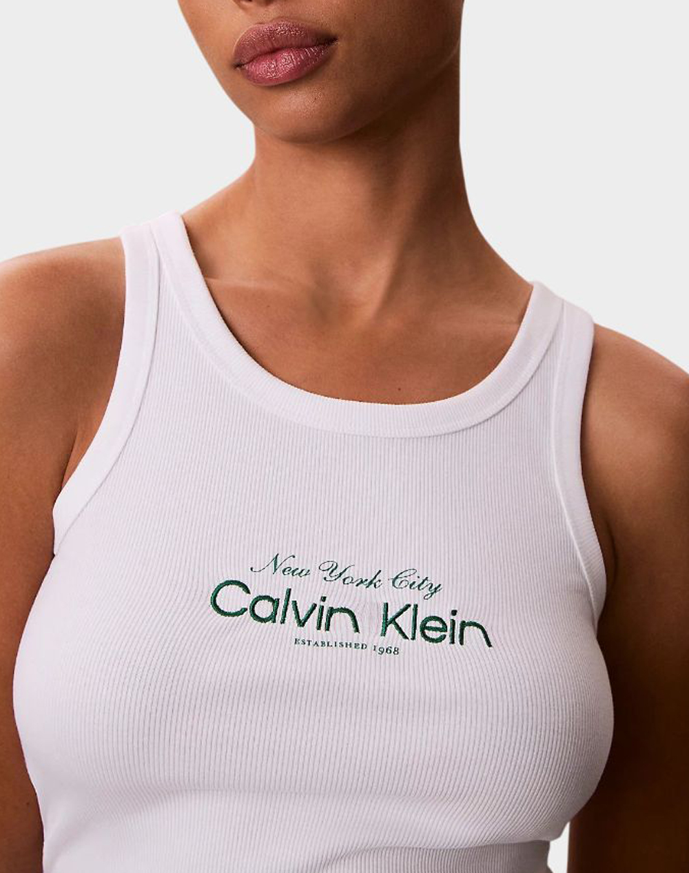 CALVIN KLEIN JEANS CONTOUR 2X2 RIB GRAPHIC TANK LV047F816G-YAF White φωτογραφία