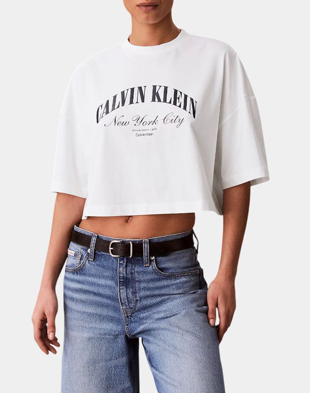 CALVIN KLEIN JEANS SS CROPPED BOXY HERITAGE CREST L LV047F813G-YAF White