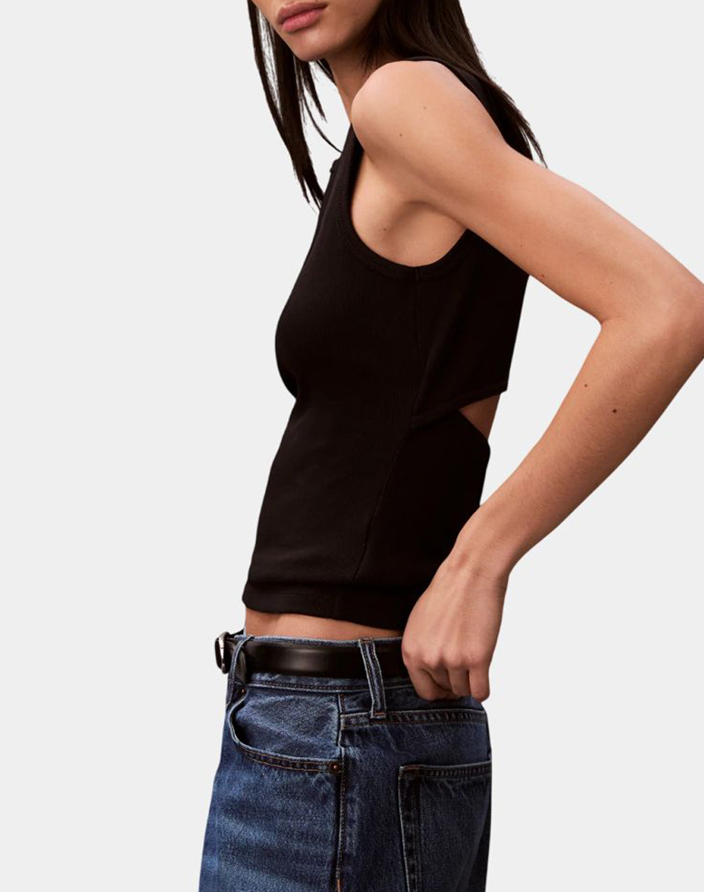 CALVIN KLEIN CALVIN KLEIN JEANS SL WOVEN LABEL 2X2 BABY RIB CUTO LV047F246G-UB1 Black - 3