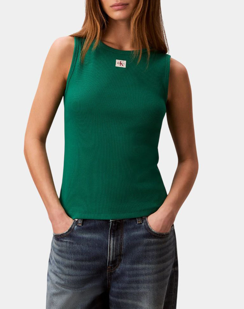 CALVIN KLEIN JEANS SL WOVEN LABEL 2X2 BABY RIB CUTO LV047F246G-UB1 Black