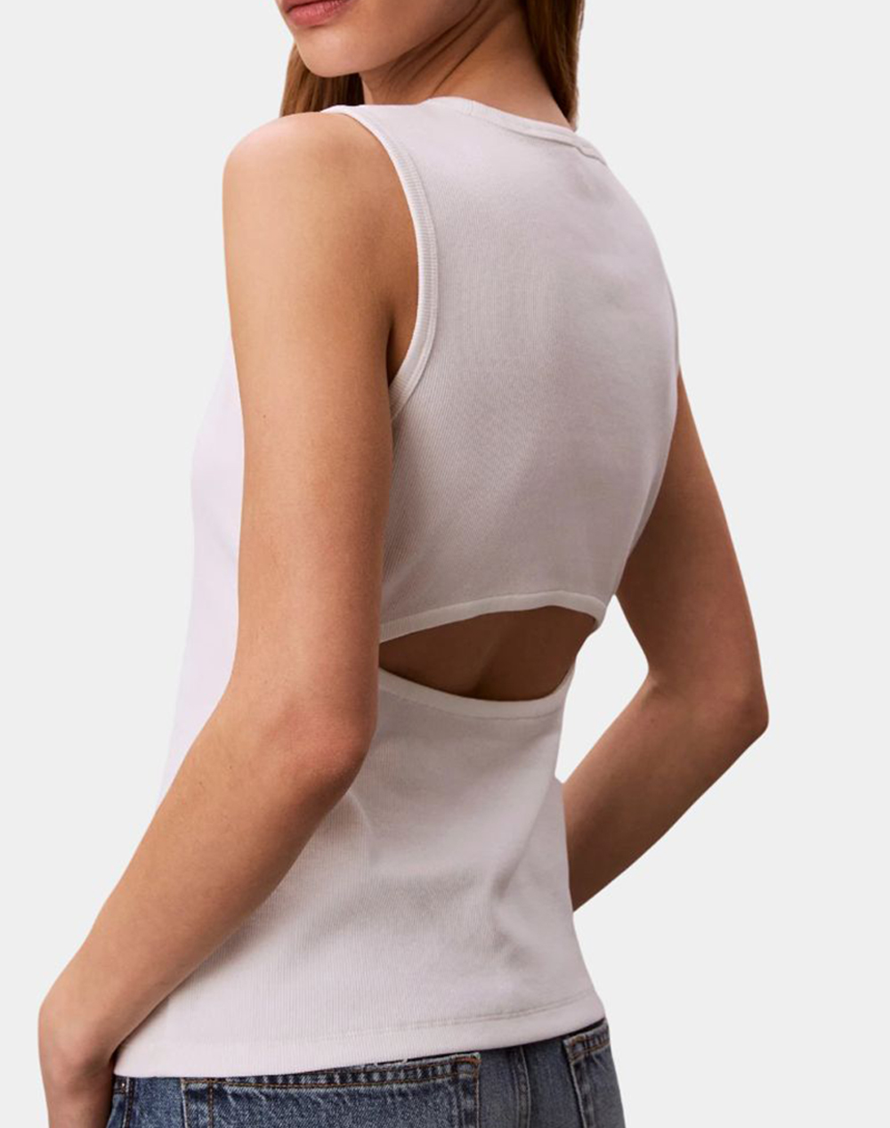 CALVIN KLEIN CALVIN KLEIN JEANS SL WOVEN LABEL 2X2 BABY RIB CUTO LV047F246G-YAF White - 2