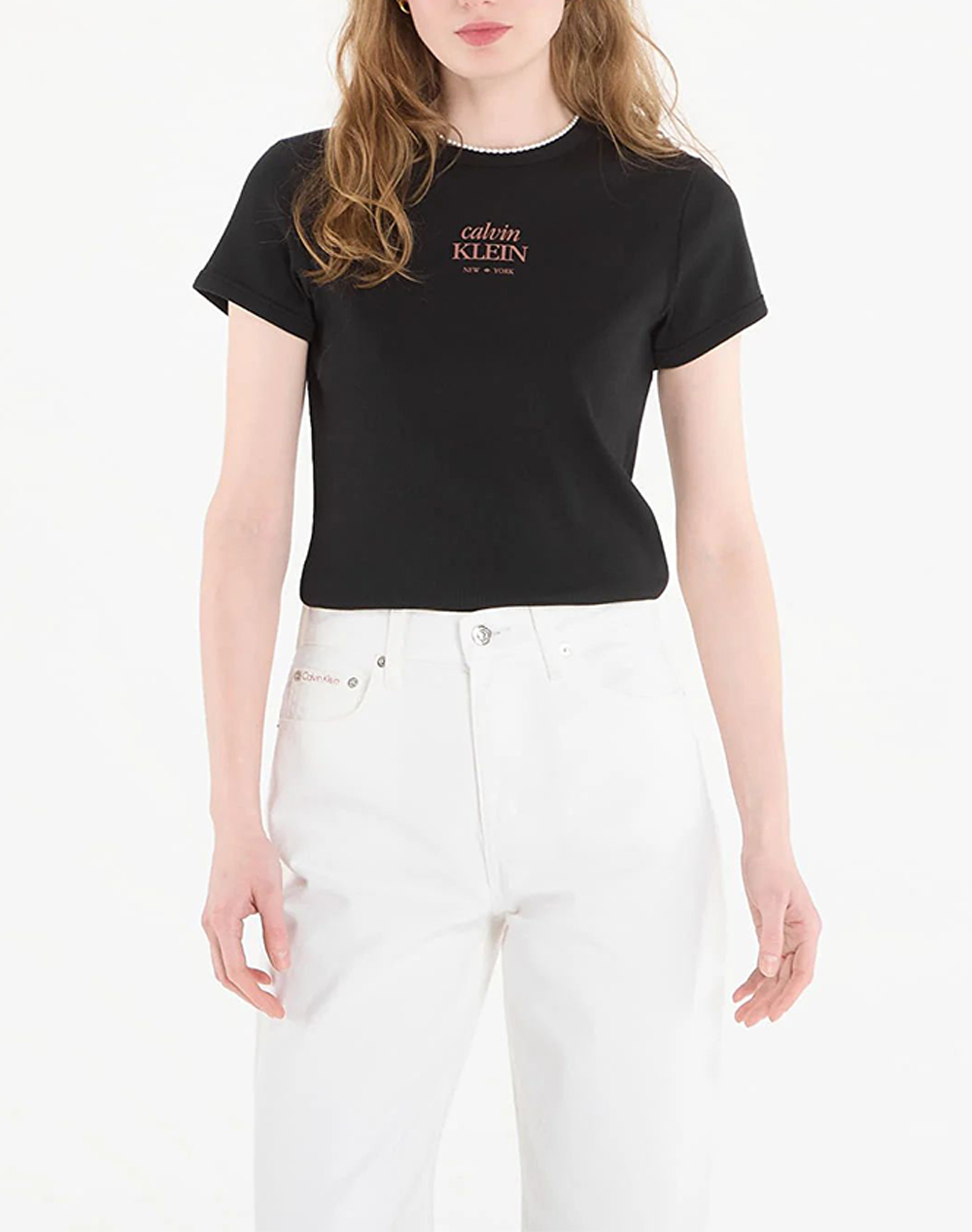 CALVIN KLEIN JEANS SS 2X2 BABY RIB LOGO BABY TEE LV047F240G-UB1 Black
