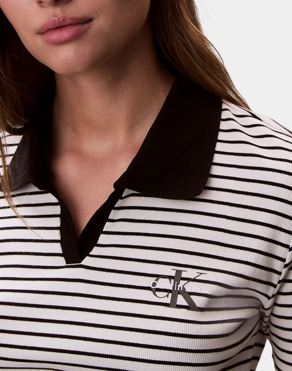 Calvin Klein Jeans Monologo Rib Polo (Stripe) Lv047F835G-Xdy Multi Γυναικεία ρούχα μπλούζες Politikos Shop Πολιτικός