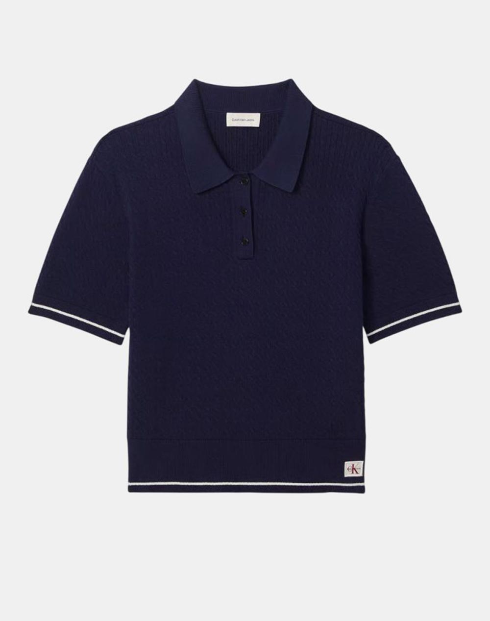 CALVIN KLEIN JEANS SS WOVEN LABEL CROPPED CABLE SWE LV047F320G-9EI DarkBlue