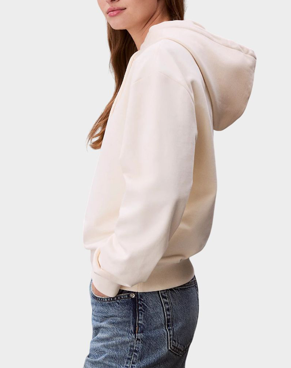 Calvin Klein Ls Archive Terry Po Hood Lv047C224G-F7J Cream Γυναικεία ρούχα μπλούζες φούτερ Politikos Shop Πολιτικός