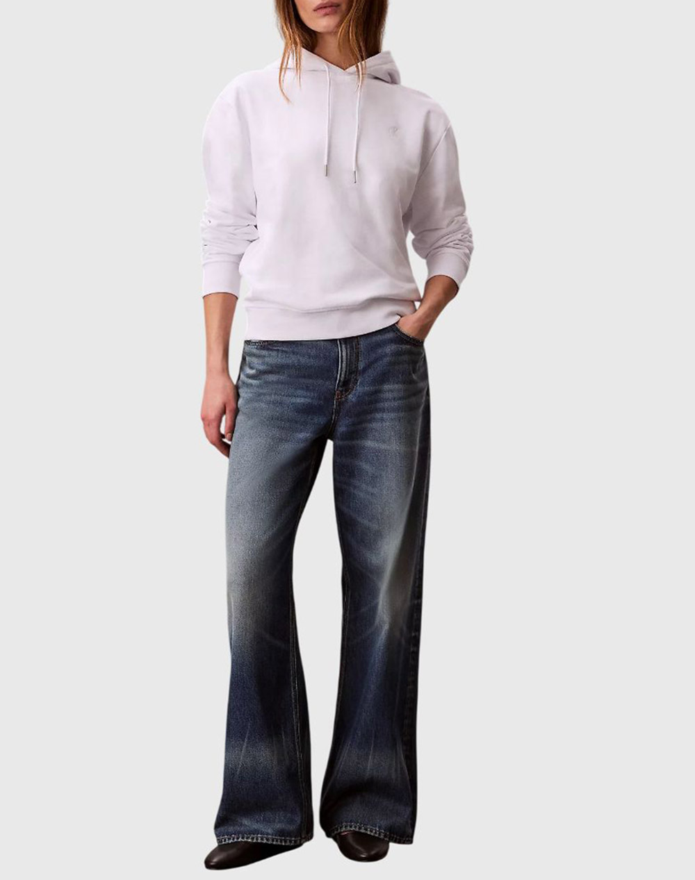 Calvin Klein Ls Archive Terry Po Hood Lv047C224G-Yaa White Γυναικεία ρούχα μπλούζες φούτερ Politikos Shop Πολιτικός