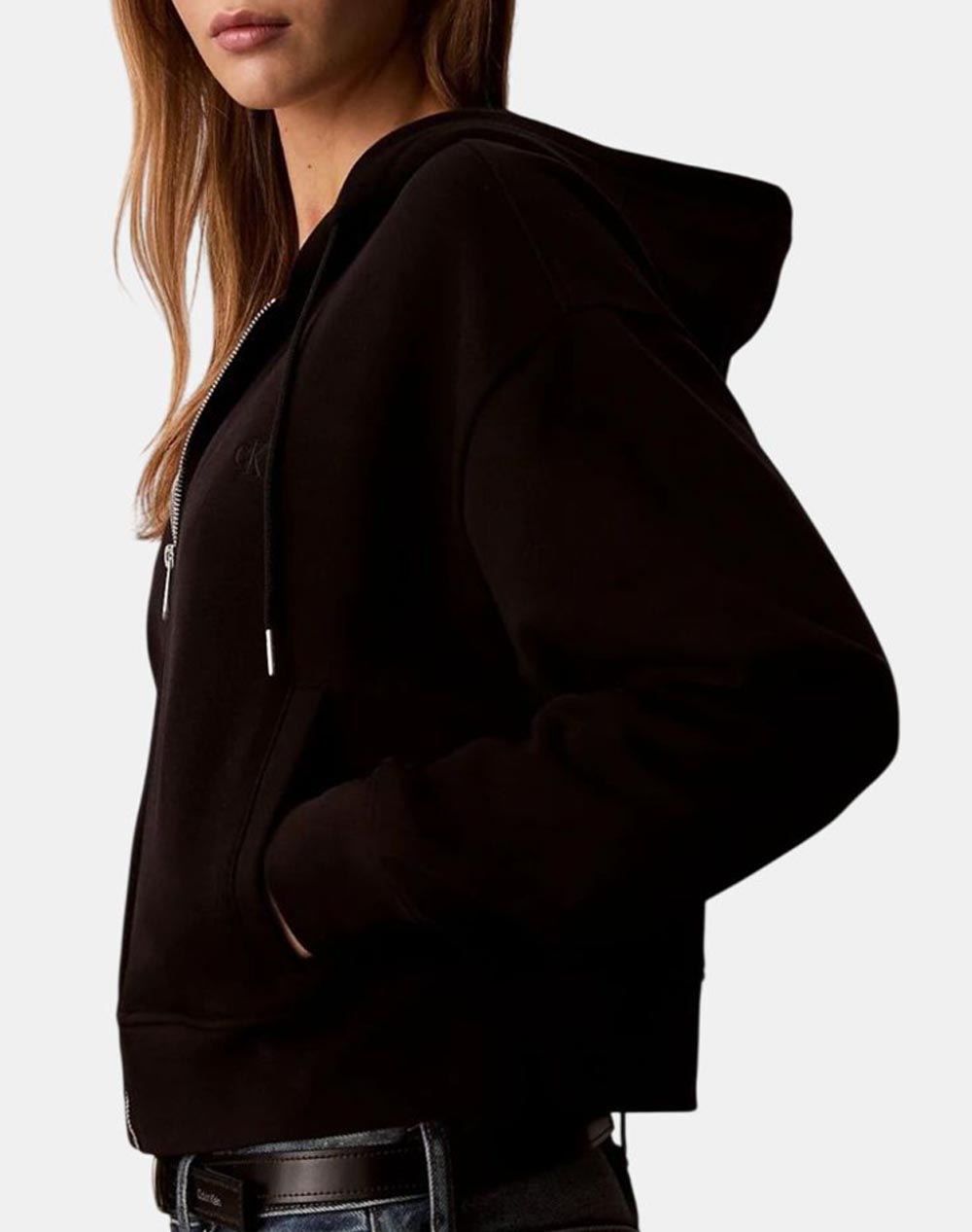 Calvin Klein Ls Monogram Terry Crop Relaxed F Lv047F208G-Ub1 Black Γυναικεία ρούχα μπλούζες φούτερ Politikos Shop Πολιτικός