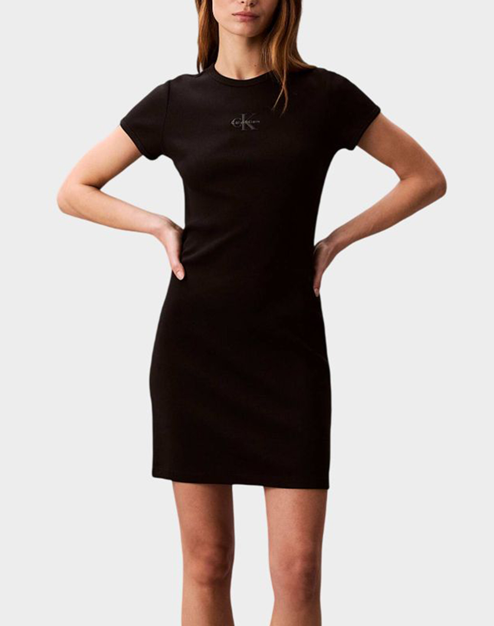 CALVIN KLEIN JEANS SS MONOLOGO BABY RIB MINI DRESS LV047F241G-UB1 Black