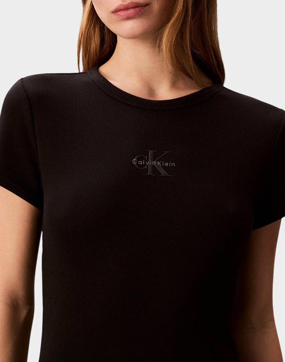 Calvin Klein Jeans Ss Monologo Baby Rib Mini Dress Lv047F241G-Ub1 Black Γυναικεία ρούχα φορέματα Politikos Shop Πολιτικός