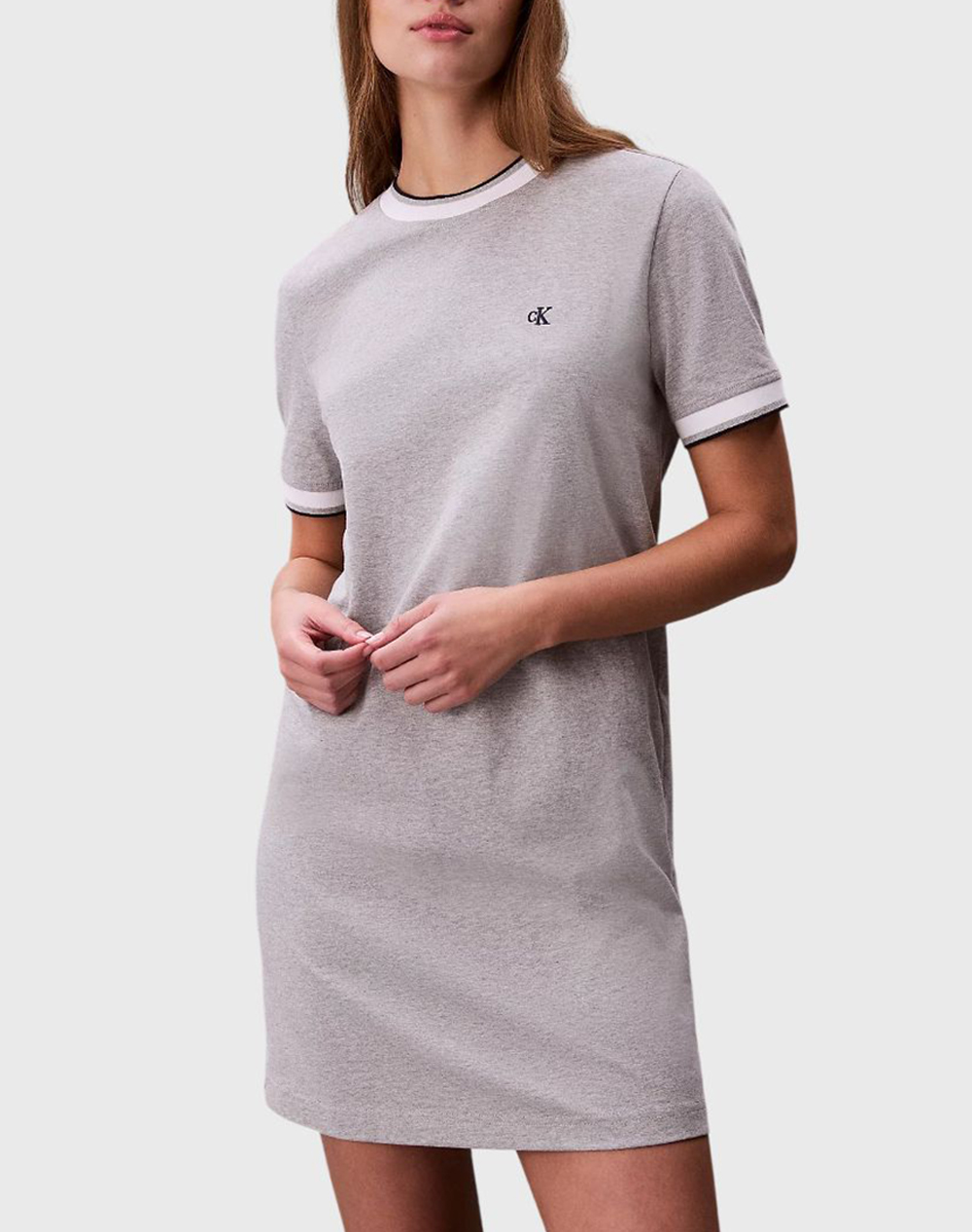 CALVIN KLEIN SS CTN MONOGRAM STRIPE TRIM MINI LV047F248G-P79 LightGray