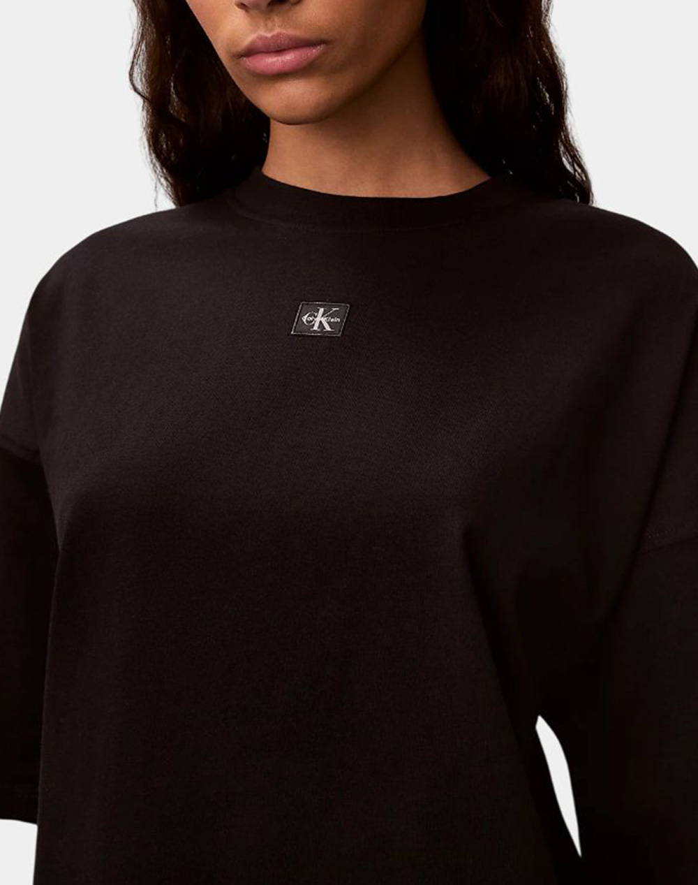 Calvin Klein Jeans Ss Woven Label Oversized Tee Dre Lv047F228G-Ub1 Black Γυναικεία ρούχα φορέματα Politikos Shop Πολιτικός