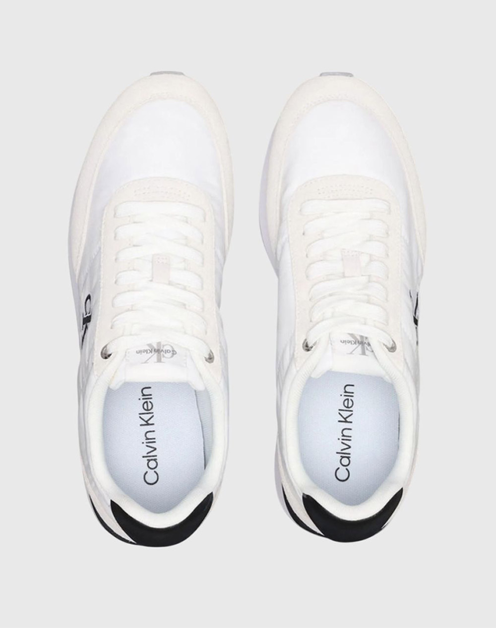 Calvin Klein Retro Runner Lace Up Nylon Mg Yw0Yw01990-01W White Γυναικεία παπούτσια Sneakers Politikos Shop Πολιτικός